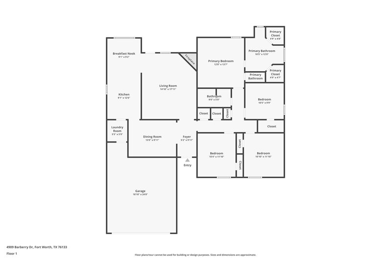 1,975/Mo, 4909 Barberry Drive Fort Worth, TX 76133 Floor Plan View