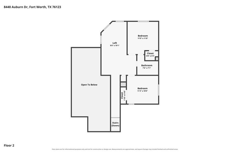 2,115/Mo, 8440 Auburn Drive Fort Worth, TX 76123 Floor Plan View 2