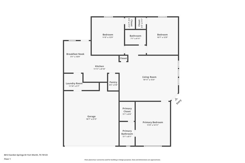 1,945/Mo, 8612 Garden Springs Drive Fort Worth, TX 76123 Floorplan View