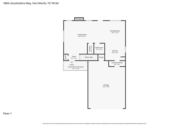 1,865/Mo, 1804 Lincolnshire Way Fort Worth, TX 76134 Floor Plan View