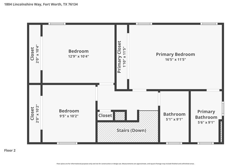 1,865/Mo, 1804 Lincolnshire Way Fort Worth, TX 76134 Floor Plan View 2