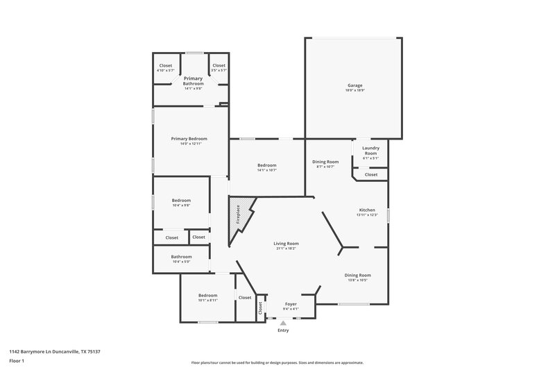 2,180/Mo, 1142 Barrymore Lane Duncanville, TX 75137 Floor Plan View