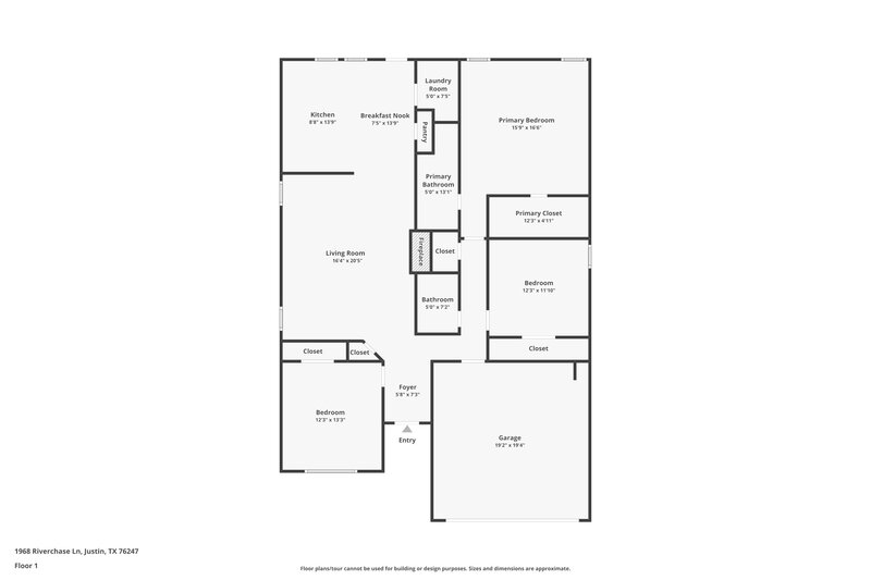 2,100/Mo, 1968 Riverchase Lane Fort Worth, TX 76247 Floor Plan View