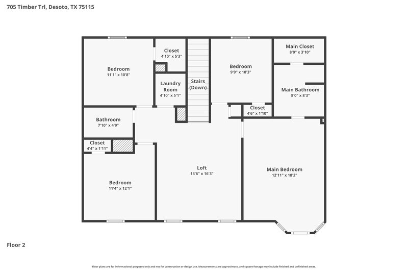 2,420/Mo, 705 Timber Trail Desoto, TX 75115 Floor Plan View 2