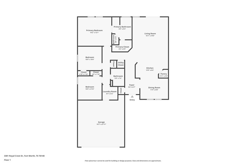 1,845/Mo, 3301 Royal Crest Drive Fort Worth, TX 76140 Floor Plan View