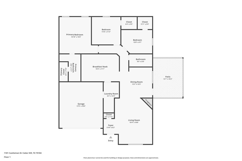 2,050/Mo, 1101 Castleman Drive Cedar Hill, TX 75104 Floor Plan View