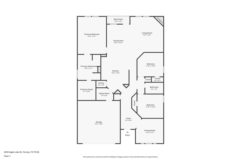 1,905/Mo, 2010 Eagle Lake Drive Forney, TX 75126 Floor Plan View