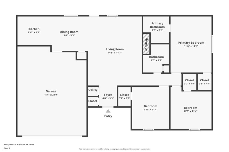 1,835/Mo, 812 Lynne Lane Burleson, TX 76028 Floor Plan View