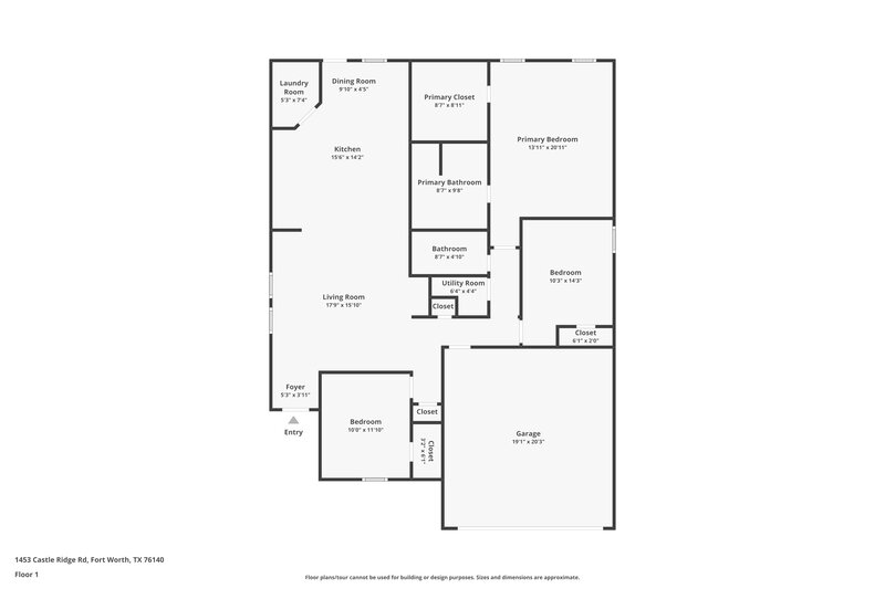 1,985/Mo, 1453 Castle Ridge Road Fort Worth, TX 76140 Floor Plan View
