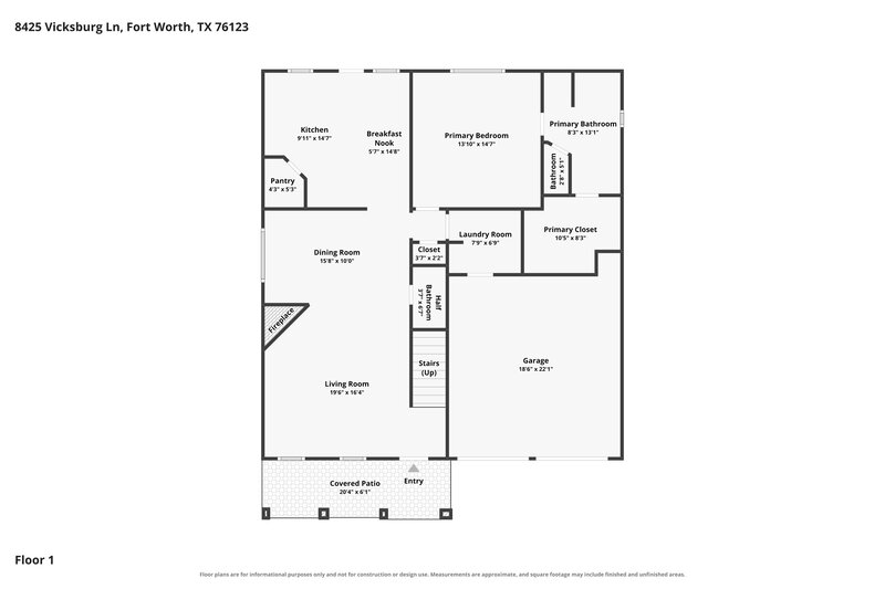 2,325/Mo, 8425 Vicksburg Lane Fort Worth, TX 76123 Floor Plan View