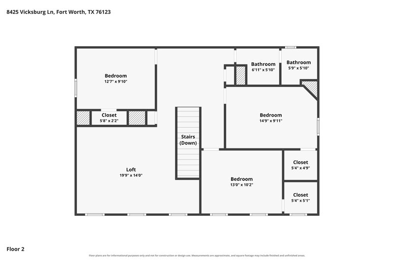 2,325/Mo, 8425 Vicksburg Lane Fort Worth, TX 76123 Floor Plan View 2