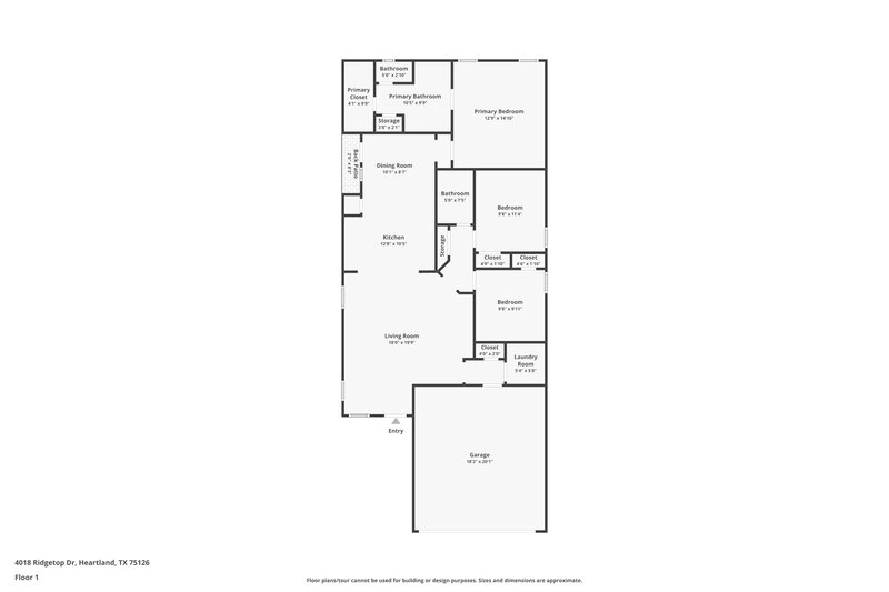 1,695/Mo, 4018 Ridgetop Drive Heartland, TX 75126 Floor Plan View
