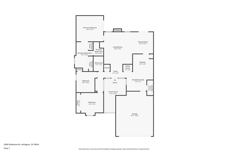 2,230/Mo, 2208 Gladstone Drive Arlington, TX 76018 Floor Plan View