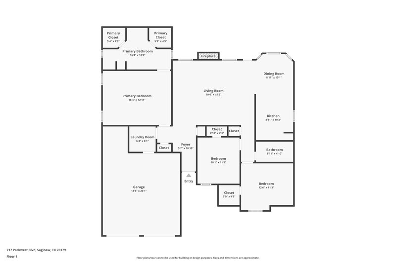2,025/Mo, 717 Parkwest Boulevard Saginaw, TX 76179 Floor Plan View