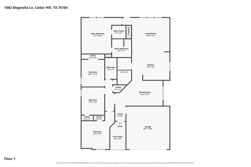 2,400/Mo, 1082 Magnolia Lane Cedar Hill, TX 75104 Floor Plan View