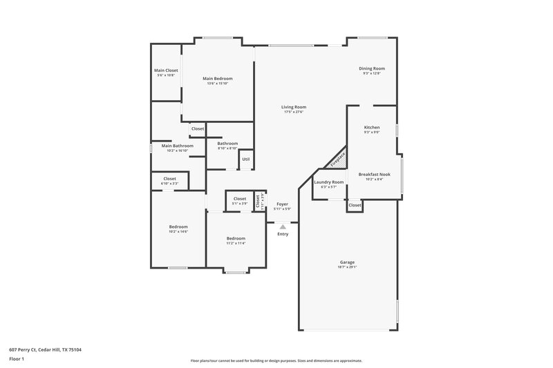 2,075/Mo, 607 Perry Court Cedar Hill, TX 75104 Floor Plan View