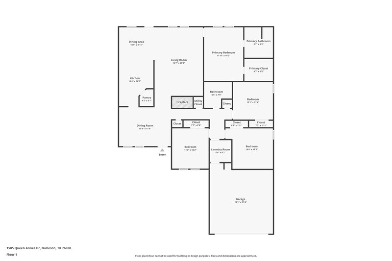 2,015/Mo, 1505 Queen Annes Drive Burleson, TX 76028 Floor Plan View