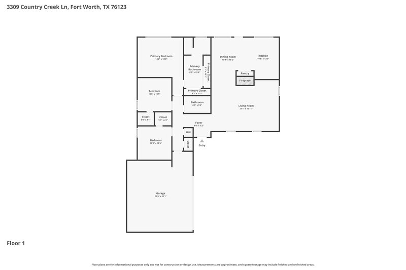1,995/Mo, 3309 Country Creek Lane Fort Worth, TX 76123 Floor Plan View