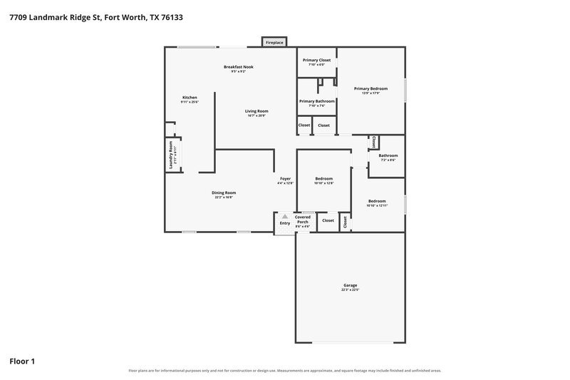 2,080/Mo, 7709 Landmark Ridge Street Fort Worth, TX 76133 Floor Plan View