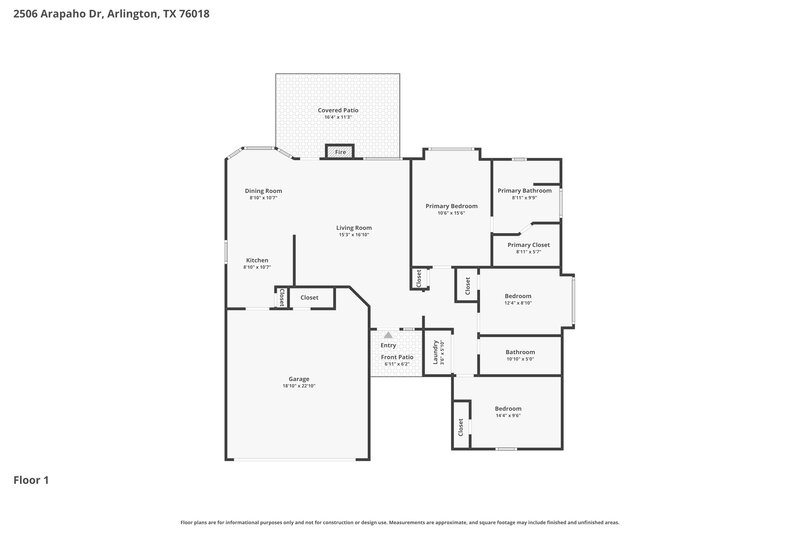 1,995/Mo, 2506 Arapaho Drive Arlington, TX 76018 Floor Plan View