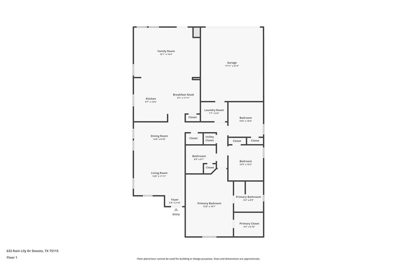 2,310/Mo, 632 Rain Lily Drive Desoto, TX 75115 Floor Plan View