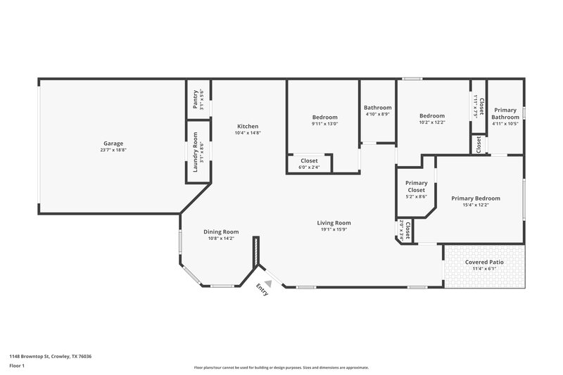 1,770/Mo, 1148 Browntop St Crowley, TX 76036 Floor Plan View