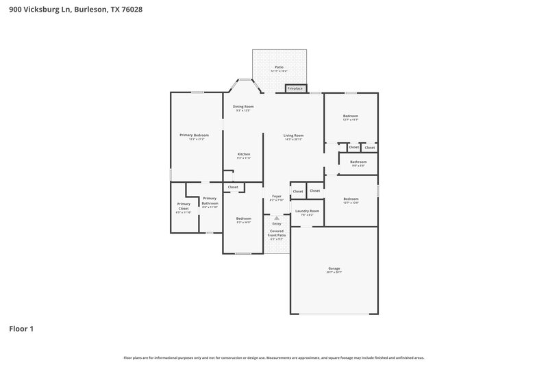 2,235/Mo, 900 Vicksburg Ln Burleson, TX 76028 Floor Plan View