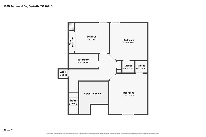 2,565/Mo, 1630 Redwood Drive Corinth, TX 76210 Floor Plan View 2