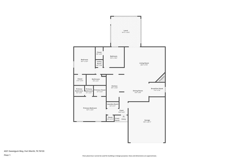 1,725/Mo, 4221 Sweetgum Way Fort Worth, TX 76133 Floor Plan View