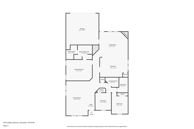 1,900/Mo, 1917 Indian Lilac Drive Lancaster, TX 75146 Floor Plan View