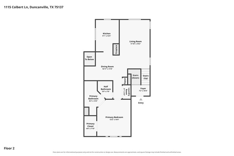 2,245/Mo, 1115 Colbert Lane Duncanville, TX 75137 Floor Plan View