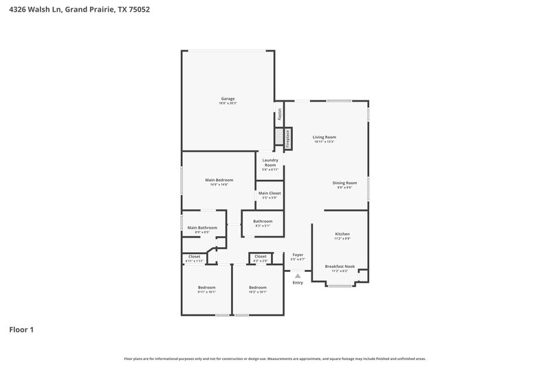 2,230/Mo, 4326 Walsh Grand Prairie, TX 75052 Floor Plan View