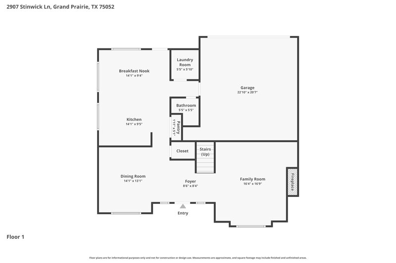 2,550/Mo, 2907 Stinwick Lane Grand Prairie, TX 75052 Floor Plan View