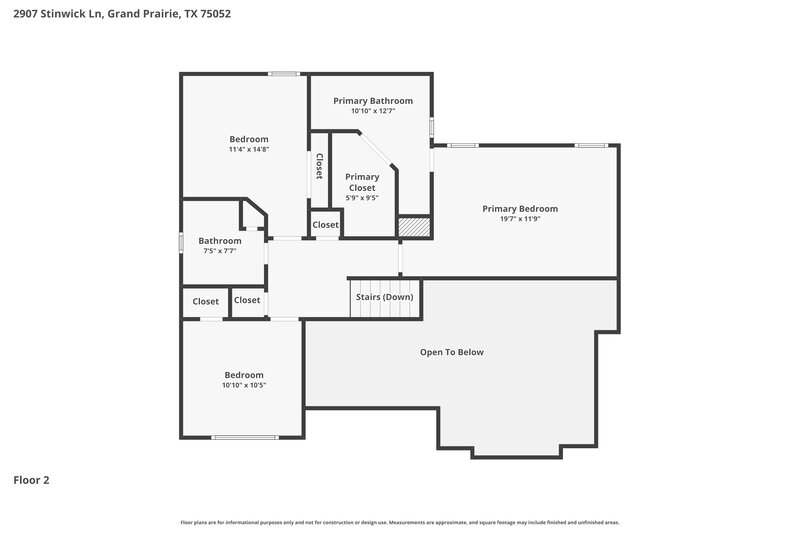2,550/Mo, 2907 Stinwick Lane Grand Prairie, TX 75052 Floor Plan View 2