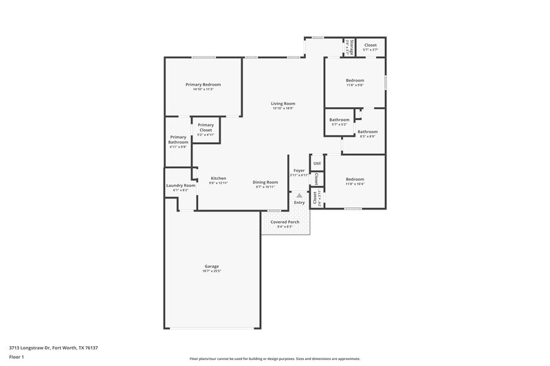 1,905/Mo, 3713 Longstraw Drive Fort Worth, TX 76137 Floor Plan View