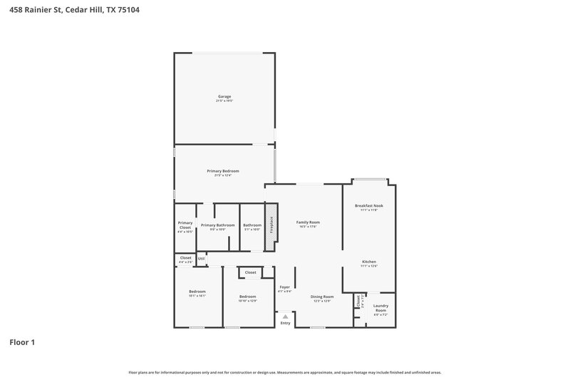 2,180/Mo, 458 Rainier Street Cedar Hill, TX 75104 Floor Plan View