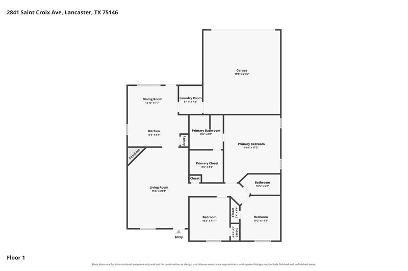 1,955/Mo, 2841 Saint Croix Ave Lancaster, TX 75146 Floor Plan View