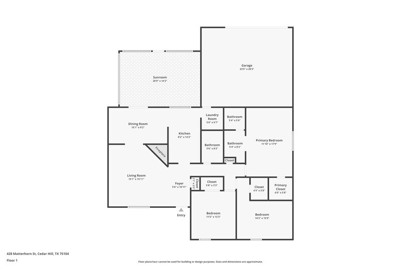 2,040/Mo, 428 Matterhorn Street Cedar Hill, TX 75104 Floor Plan View