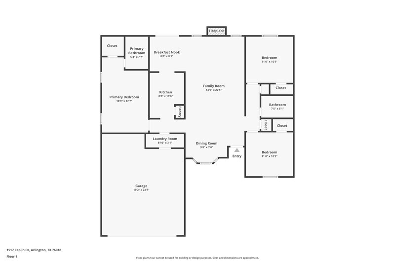 2,025/Mo, 1517 Caplin Dr Arlington, TX 76018 Floor Plan View