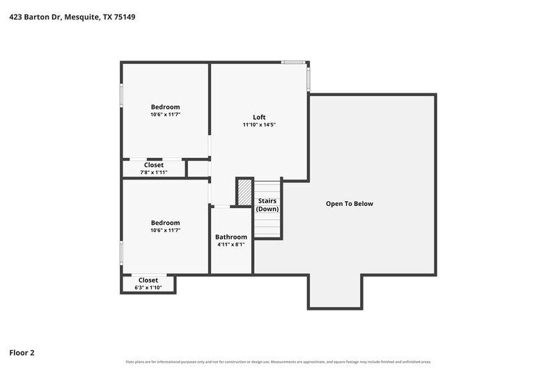 2,130/Mo, 423 Barton Dr Mesquite, TX 75149 Floor Plan View 2