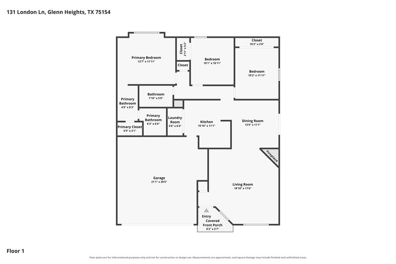 1,940/Mo, 131 London Lane Glenn Heights, TX 75154 Floor Plan View