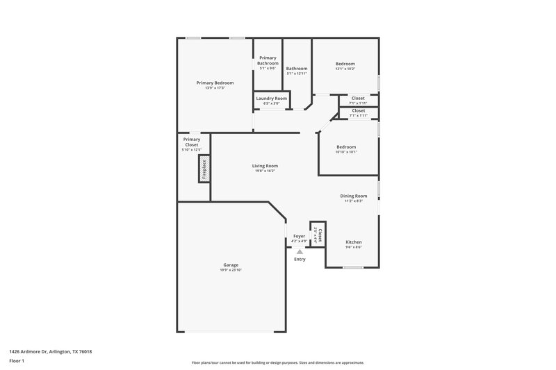 1,985/Mo, 1426 Ardmore Dr Arlington, TX 76018 Floor Plan View