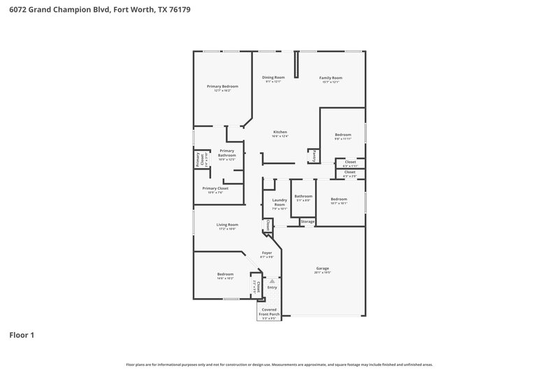 2,235/Mo, 6072 Grand Champion Blvd Fort Worth, TX 76179 Floor Plan View