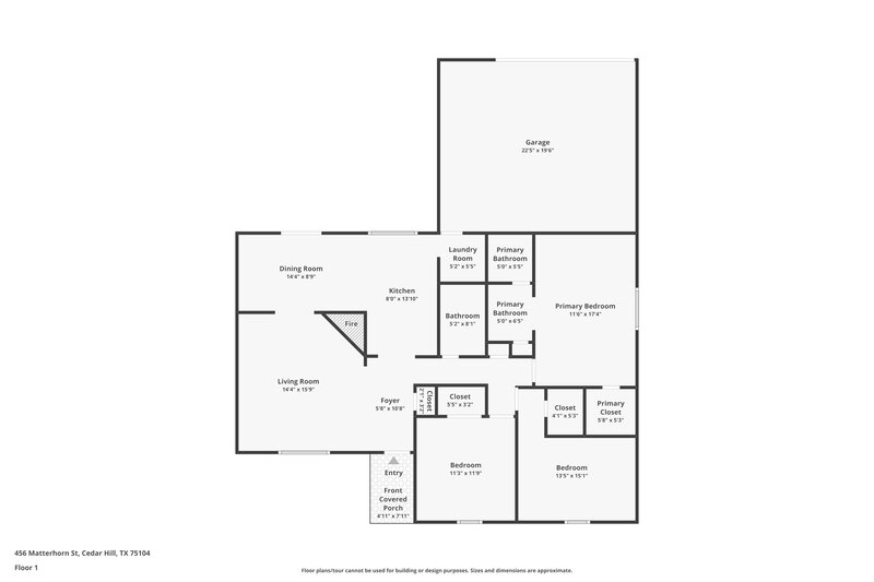2,070/Mo, 456 Matterhorn St Cedar Hill, TX 75104 Floor Plan View