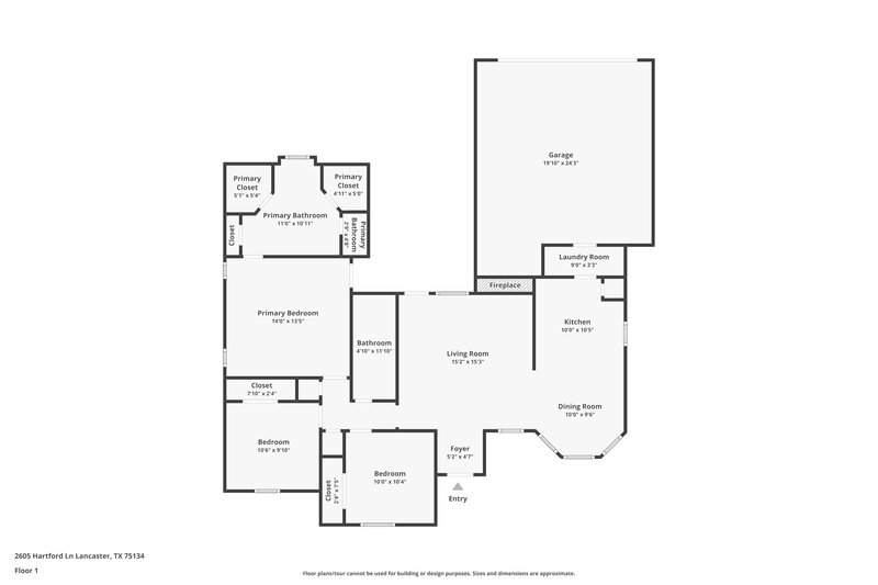 2,160/Mo, 2605 Hartford Ln Lancaster, TX 75134 Floor Plan View