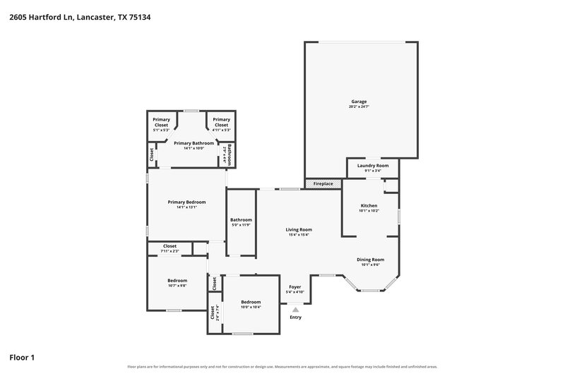 1,970/Mo, 2605 Hartford Ln Lancaster, TX 75134 Floor Plan View