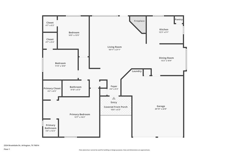 1,980/Mo, 2324 Brookdale Dr Arlington, TX 76014 Floor Plan View