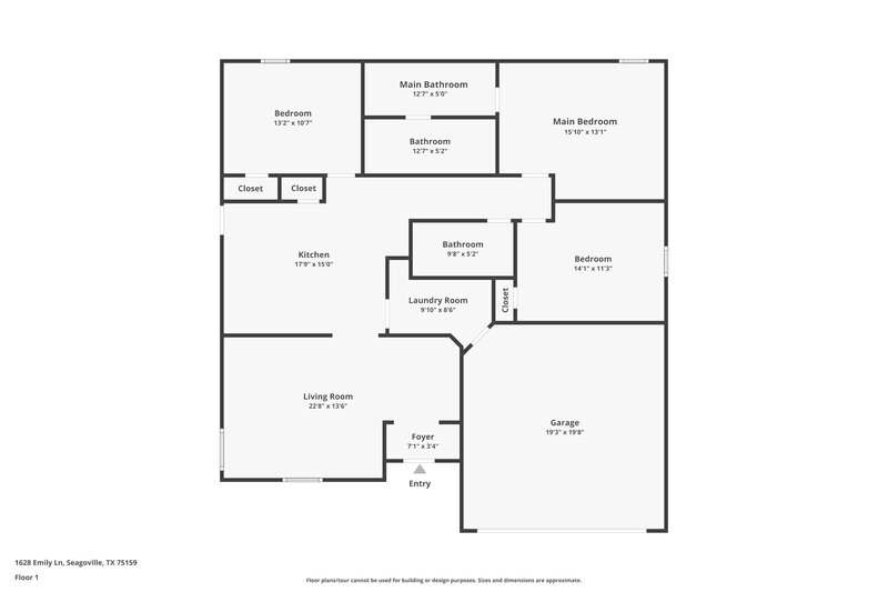 2,235/Mo, 1628 Emily Lane Seagoville, TX 75159 Floor Plan View