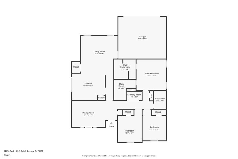 2,105/Mo, 12830 Park Hill Court Balch Springs, TX 75180 Floor Plan View