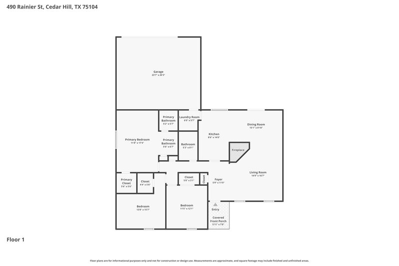 2,010/Mo, 490 Rainier Street Cedar Hill, TX 75104 Floor Plan View